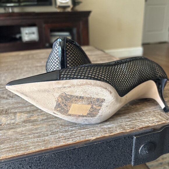 Jimmy Choo Amika Black Patent Chic Mesh Pointed Pump - Picture 2 of 6